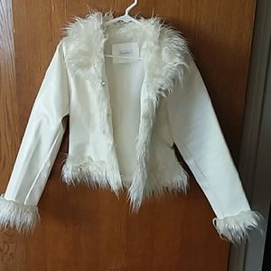 Charlotte Russe white leather fur jacket